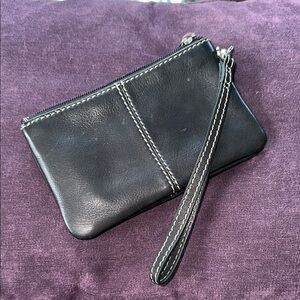 Barney’s New York Chic Black Wristlet with White Stitching